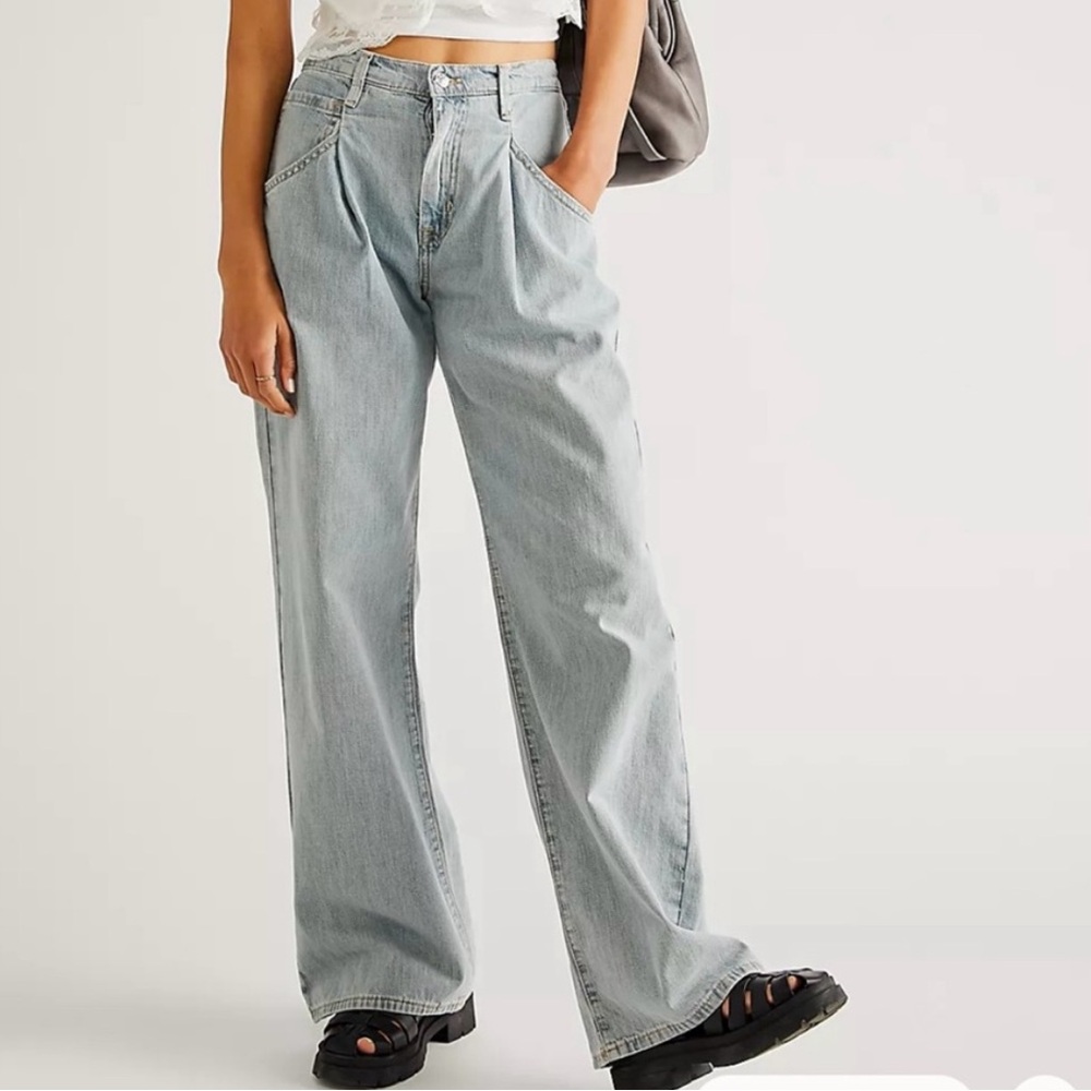 Free People We The Free Luca Super Slouch Wide Leg Trouser Jeans - Picture 3 of 9